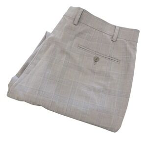 Calvin Klein Dress Pants Mens 38x32 Gray Plaid Slim Fit Stretch Flat Front